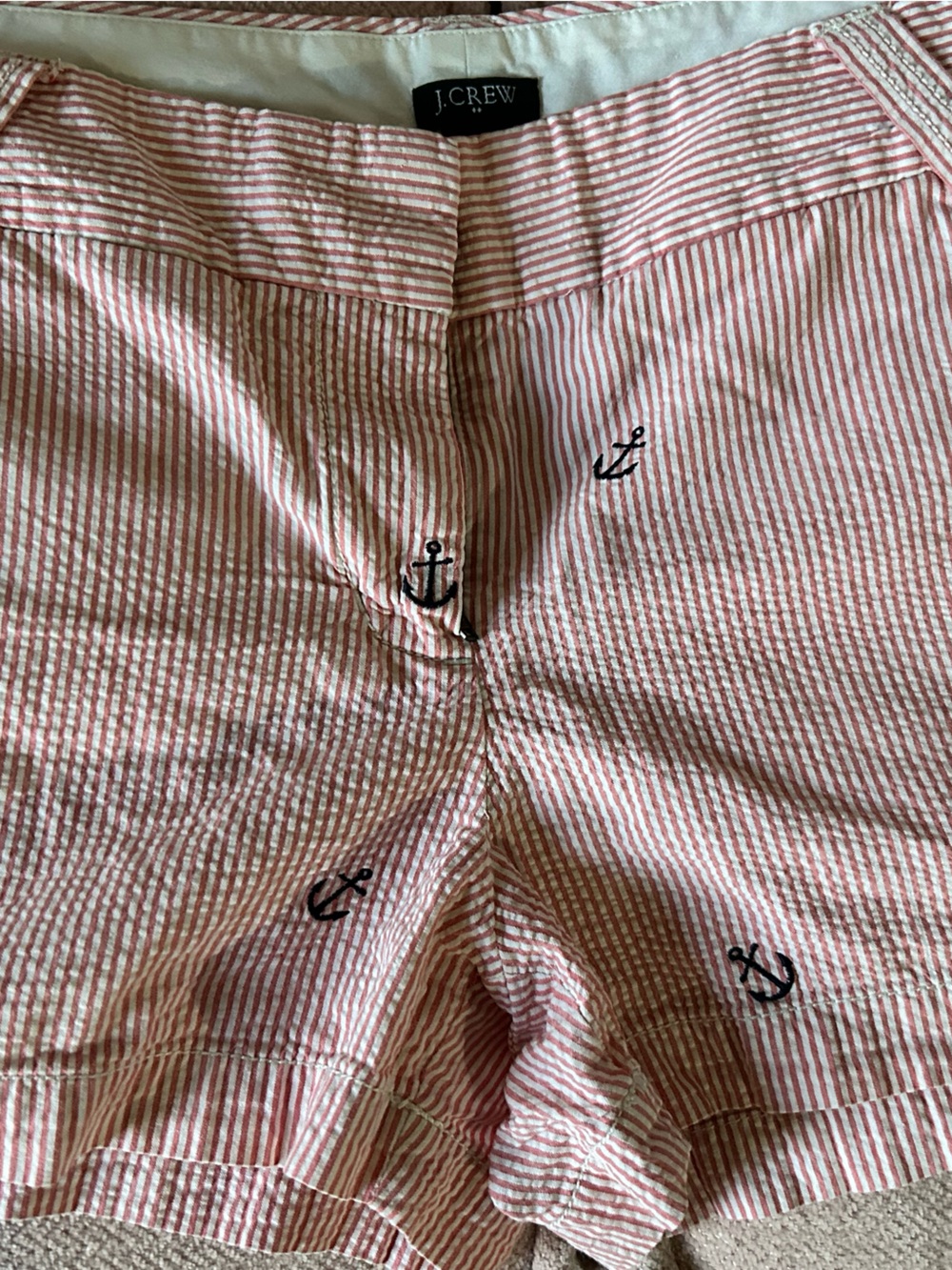 J. Crew White Waistband with Pink-Red Stripe Trim